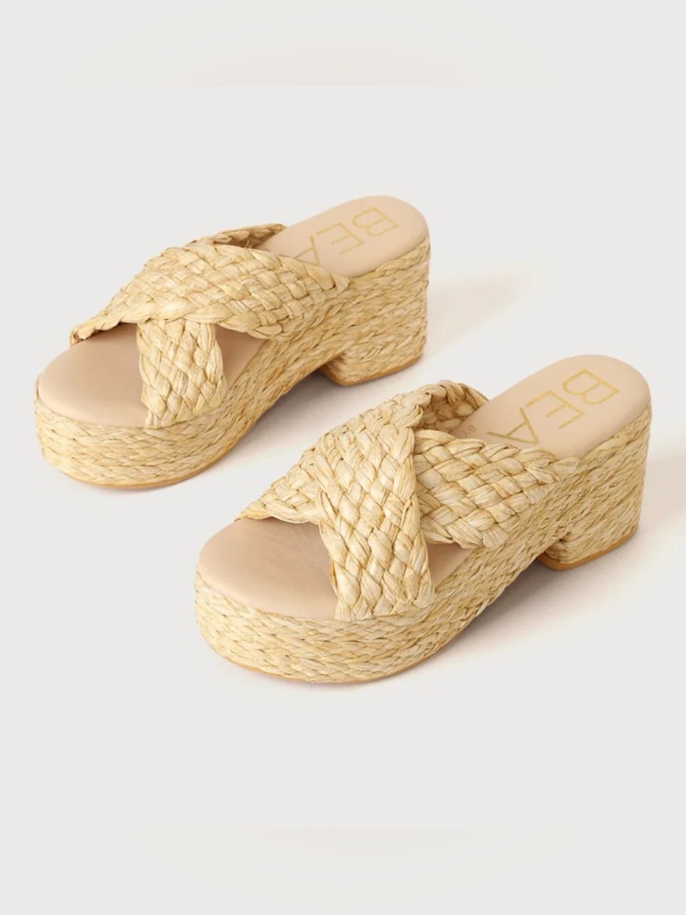Beach By Matisse Reflection Natural Woven Raffia Slide Sandals Straw Size 9